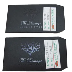 Custom High Quality Silver Stamping Envelope with Logo Printing Black Paper Business Envelope